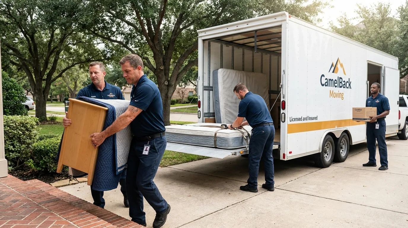 Crew loading residential truck for cross-state move from Mount Sterling, OH